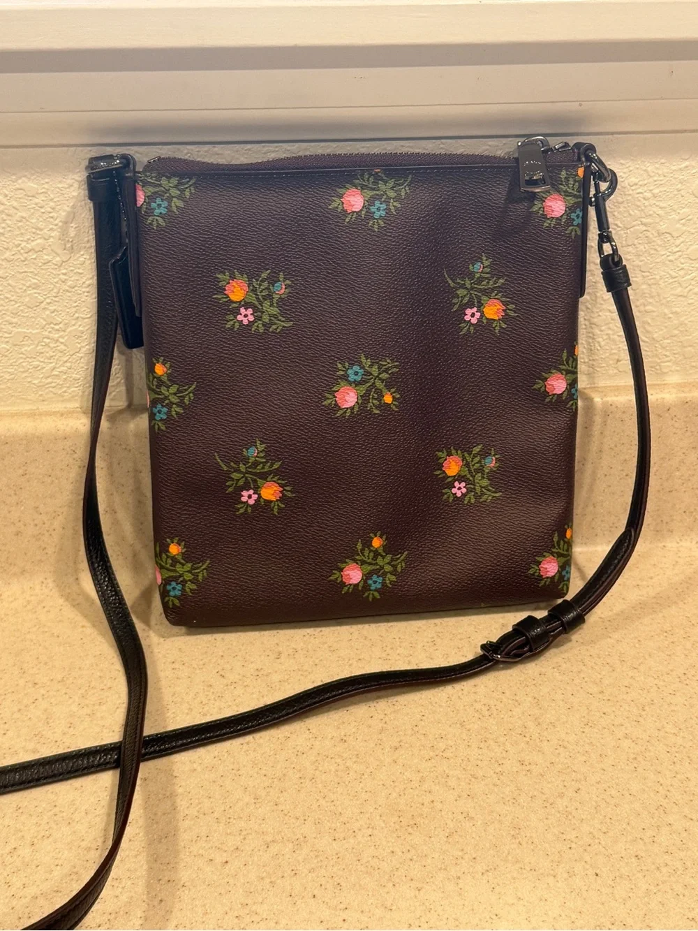 Coach Brown Floral-Print Crossbody Bag